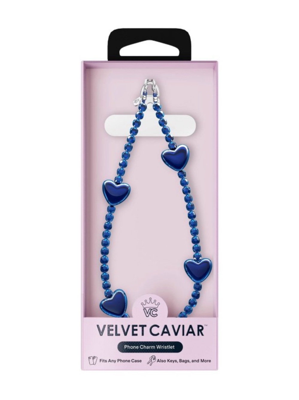 Velvet Caviar Blue Heart Beaded Phone Charm Wristlet